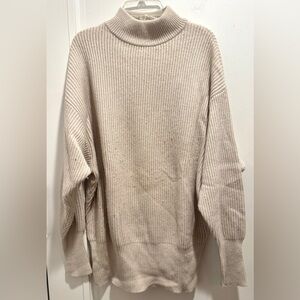 Autumn Cashmere Ribbed, Mock Neck, Dolman Sleeve, Long Sweater. Sz S. Mid-weight